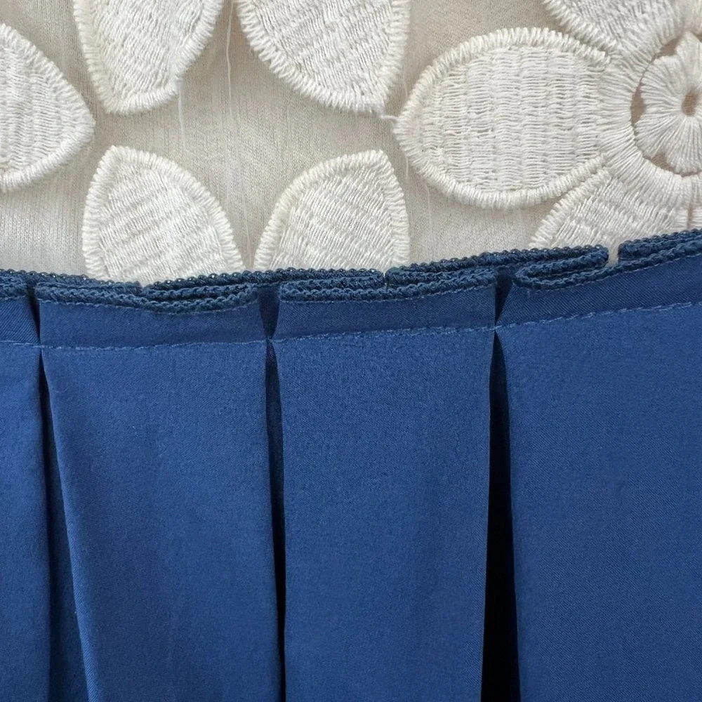 Altar'd State Lucille Dress White Lace Bodice Navy Flair‎ Skirt Size M Wedding